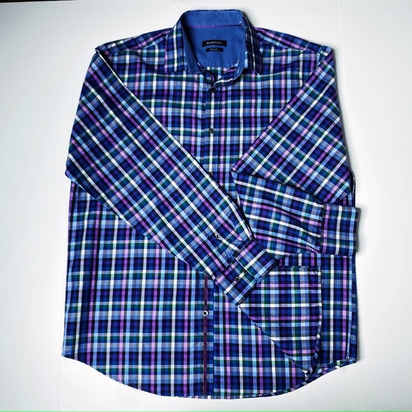 Blue * Plaid Bugatchi VIP LS Button Down - XL - Picture 1 of 4